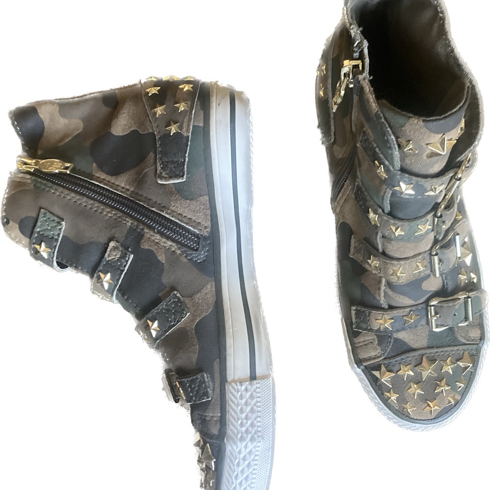 Ash limited Camouflage Star Stud Buckle Boots in Green and Black - Picture 2 of 8